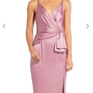 Satin V neck Dress